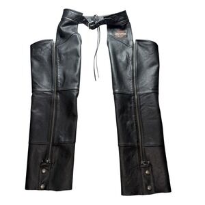 Harley Davidson Men Black Leather Motorcycle Chap M 98090-06VM Biker Riding Gear
